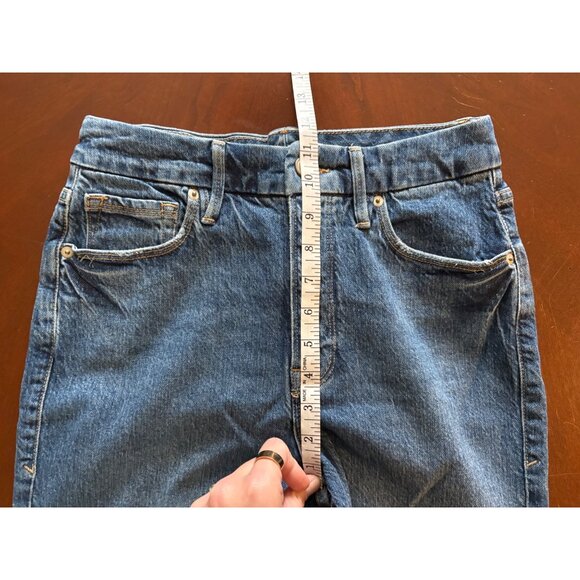 Good American Good Classic Raw Hem Jeans Size 6 or Size 28 Medium Wash - Picture 9 of 14